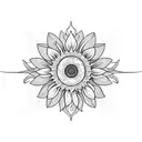 a sunflower, willow tree branch, and meadow flowers tattoo design idea