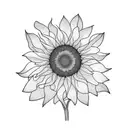 a sunflower, willow tree branch, and meadow flowers tattoo design idea