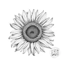 a sunflower, willow tree branch, and meadow flowers tattoo design idea