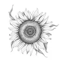 a sunflower, willow tree branch, and meadow flowers tattoo design idea