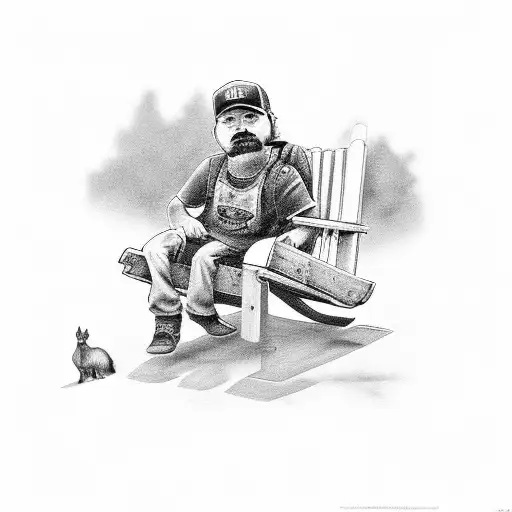 A redneck sitting on a porch swing with his family in the background tattoo design idea