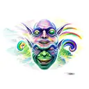 trippy rainbow goblins tattoo design idea