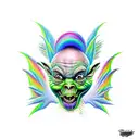trippy rainbow goblins tattoo design idea