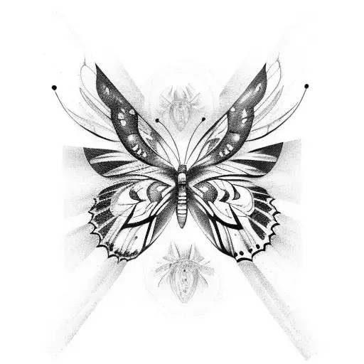 Butterfly wings transforming into roller skates tattoo design idea