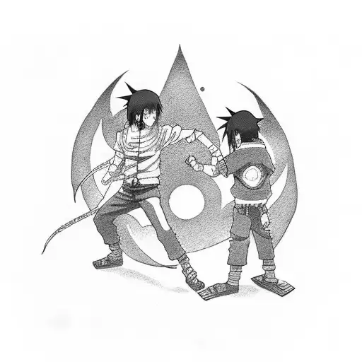 itachi and naruto fighting  tattoo design idea