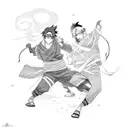 itachi and naruto fighting  tattoo design idea