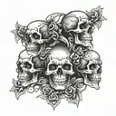 Skulls with hear no evil see no evil and speak no evil in a mist  tattoo design idea