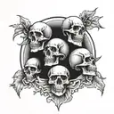 Skulls with hear no evil see no evil and speak no evil in a mist  tattoo design idea