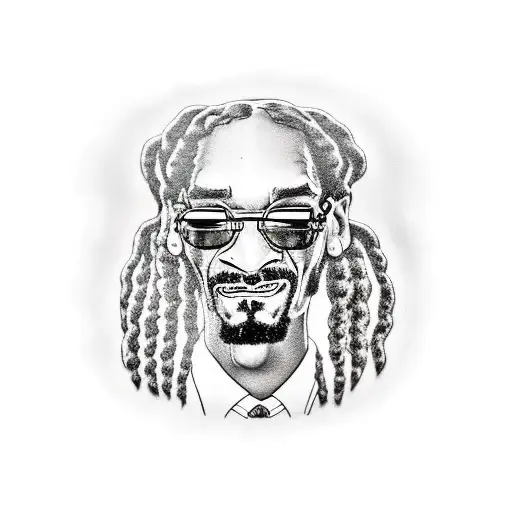 A realistic depiction of Snoop Dogg tattooing his own name on his arm tattoo design idea