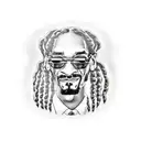 A realistic depiction of Snoop Dogg tattooing his own name on his arm tattoo design idea