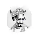 A realistic depiction of Snoop Dogg tattooing his own name on his arm tattoo design idea