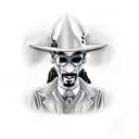 A realistic depiction of Snoop Dogg tattooing his own name on his arm tattoo design idea