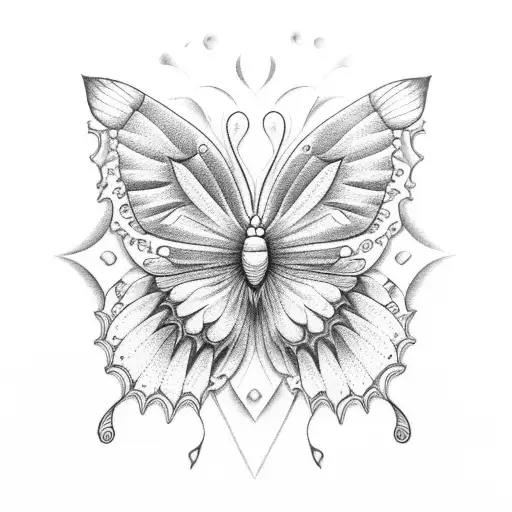 half of the left is butterflies and half are sunflowers tattoo design idea