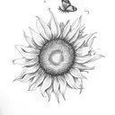 Butterfly and sunflower tattoo design idea
