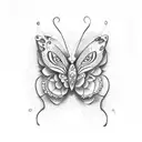 half butterfly half sunflowers tattoo design idea