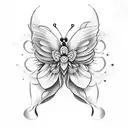 half butterfly half sunflowers tattoo design idea