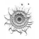 half butterfly half sunflowers tattoo design idea