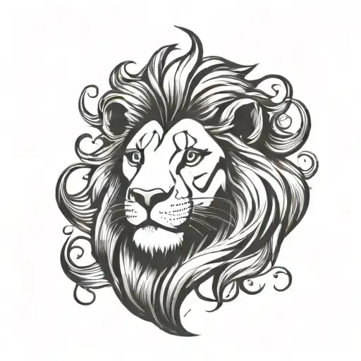 simba mufasa silouhette black and white tattoo design idea