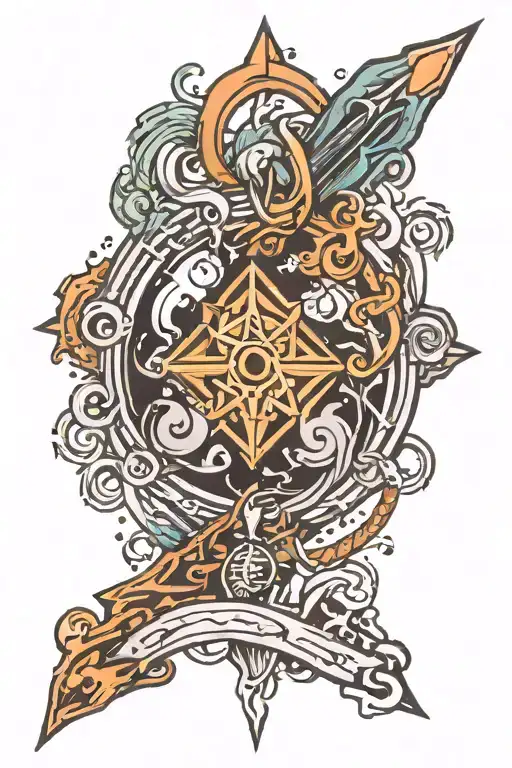 air element symbol and draw tattoo design idea