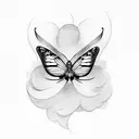 Butterflies and clouds tattoo design idea
