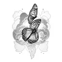 Butterflies and clouds tattoo design idea