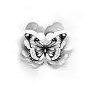 Butterflies and clouds tattoo design idea