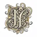 The letters k z n in cursive font tattoo design idea