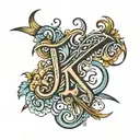 The letters k z n in cursive font tattoo design idea