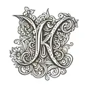 The letters k z n in cursive font tattoo design idea