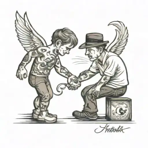 Tattoo of father and son whose father died tattoo design idea