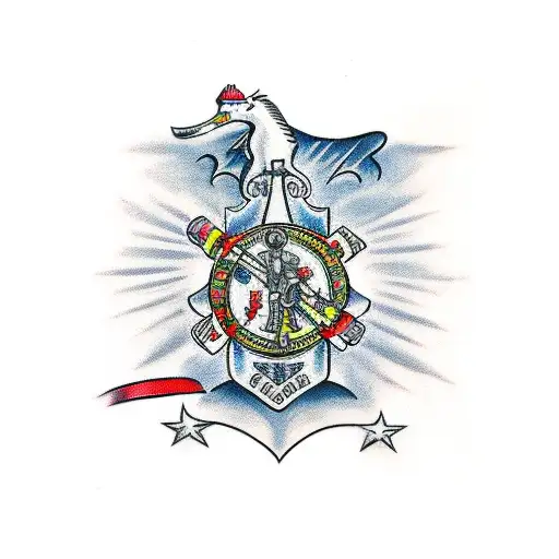 Ukraine Firefighter family tattoo design idea