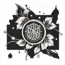 A minimalist tattoo design featuring a subtle nod to Újpest FC through a small emblem or symbol, surrounded by delicate massage oil droplets tattoo design idea