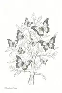 butterfly and family tree intertwined tattoo design idea