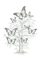 butterfly and family tree intertwined tattoo design idea