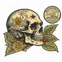 Benjamin Franklin skull with 28th infantry division PA patch  tattoo design idea