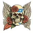 Benjamin Franklin skull with 28th infantry division PA patch  tattoo design idea