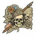 Benjamin Franklin skull with 28th infantry division PA patch  tattoo design idea