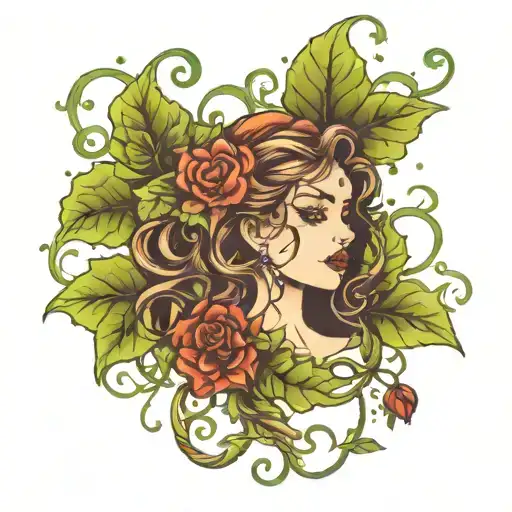 The name Ivy Rain with vines and rain  tattoo design idea