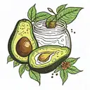 avocado and milk tattoo design idea