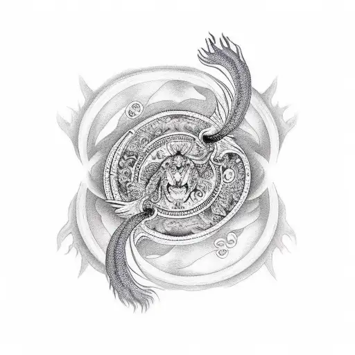 hati and skoll yin yang  tattoo design idea