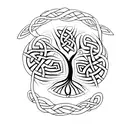 celtic tree of life, reflected, asymmetric  tattoo design idea