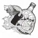 a hand and glue bottle piecing the broken earth back together  tattoo design idea