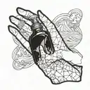 a hand and glue bottle piecing the broken earth back together  tattoo design idea