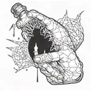 a hand and glue bottle piecing the broken earth back together  tattoo design idea