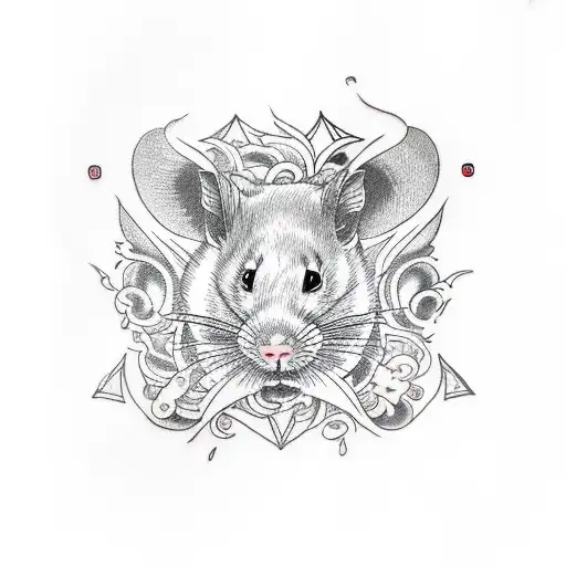 rat gemini fire tattoo design idea