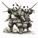 panda ninja  and lion samurai warrior tattoo design idea