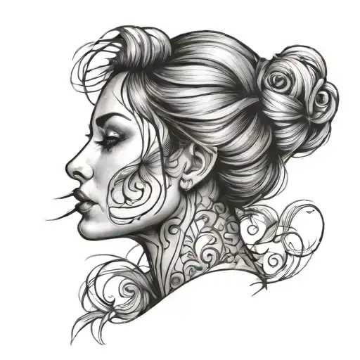beautiful woman face tattoo design idea