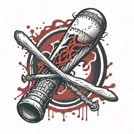 bloody baseball bat tattoo design idea