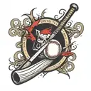 bloody baseball bat tattoo design idea