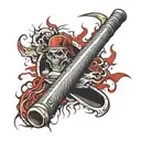 bloody baseball bat tattoo design idea